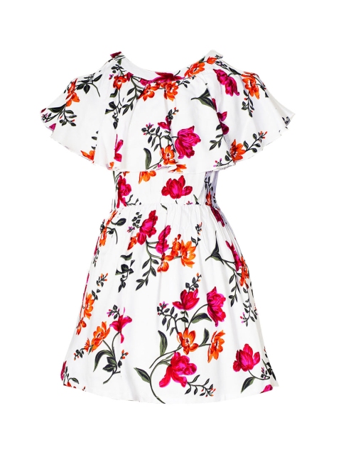 

naughty ninos Girls White Printed Fit and Flare Dress