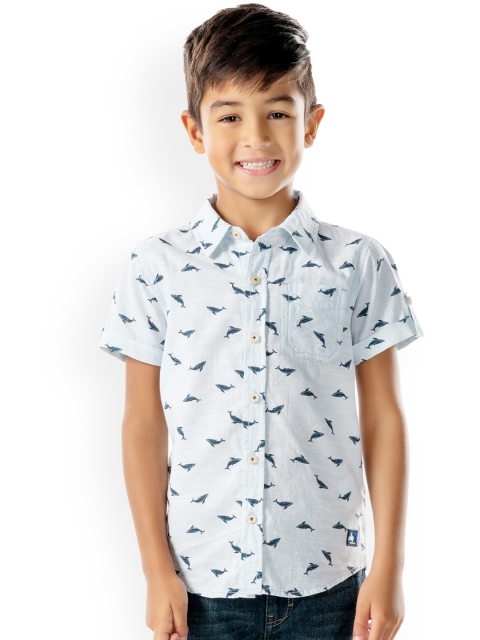 

Cherry Crumble Boys Blue Regular Fit Printed Casual Shirt