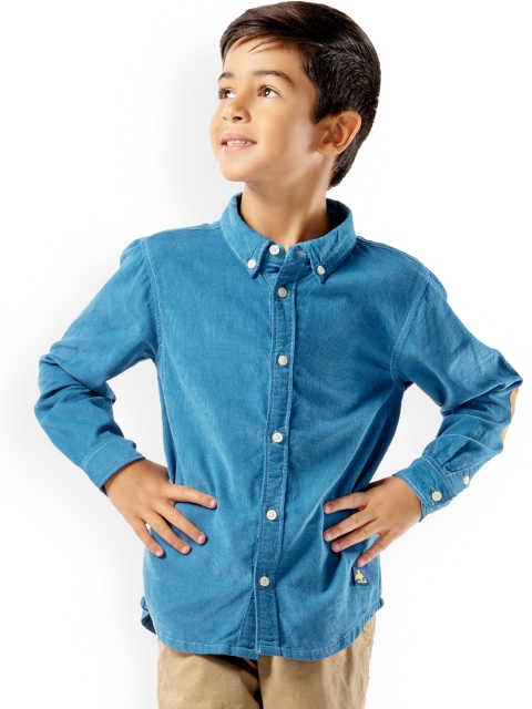 

Cherry Crumble Boys Blue Regular Fit Self Design Casual Shirt