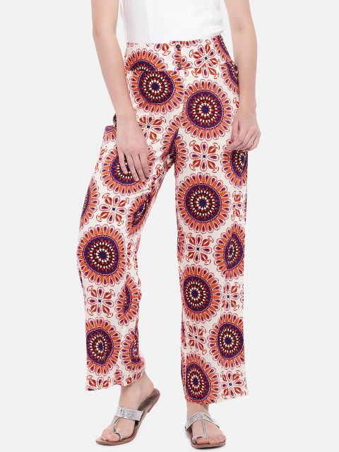 

Globus Women Beige Loose Fit Printed Parallel Trousers