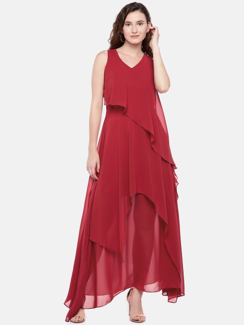 

Globus Women Red Maxi Layered Dress