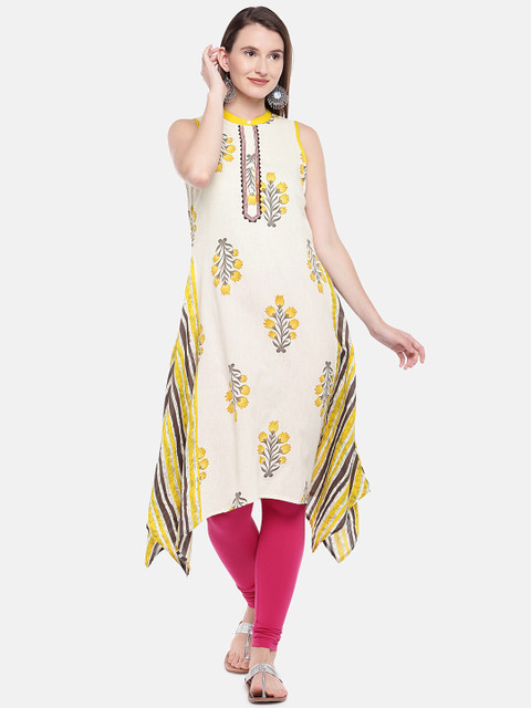 

Globus Women Beige Printed Straight Kurta