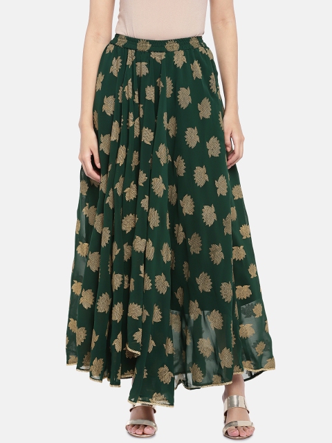 

Globus Women Green Printed Flared Skirt
