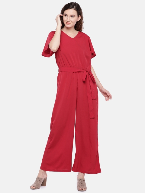 

Globus Women Red Solid Basic Jumpsuit