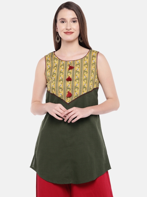 

Globus Women Olive Green Printed Tunic