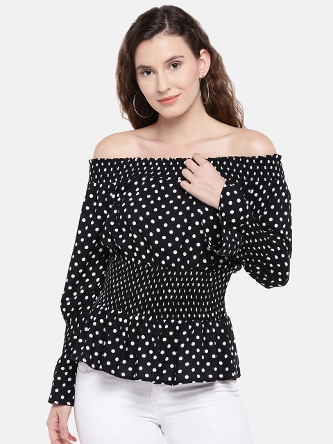

Globus Women Black Printed Bardot Top