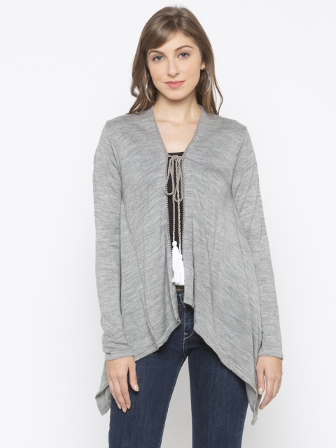 

Globus Women Grey Solid Tie-Up Shrug