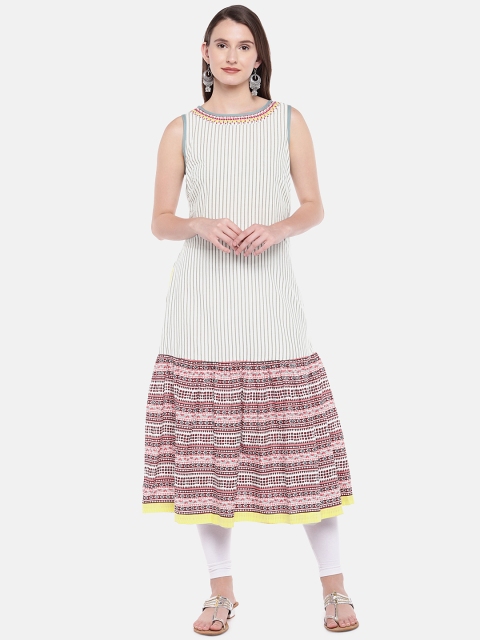 

Globus Women Beige Printed A-Line Kurta