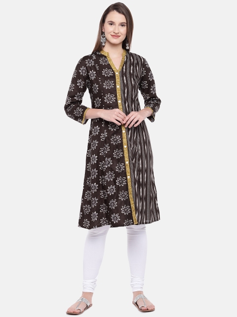 

Globus Women Brown Printed A-Line Kurta