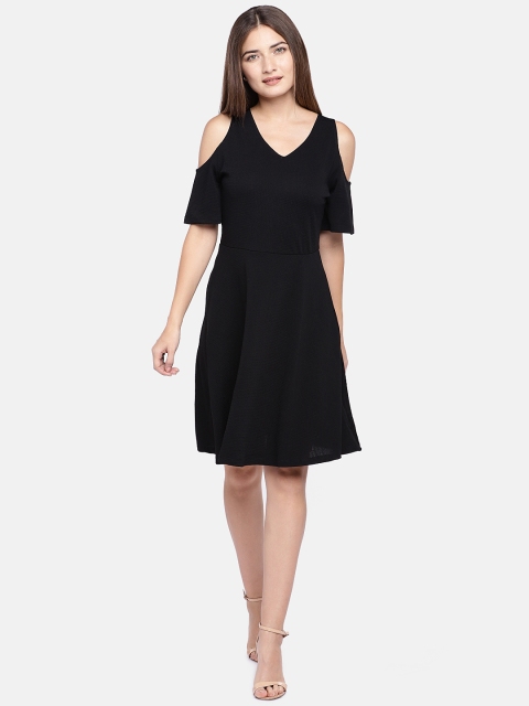 

Globus Women Black Solid Fit and Flare Dress