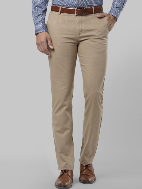 

Raymond Men Khaki Regular Fit Self Design Formal Trousers