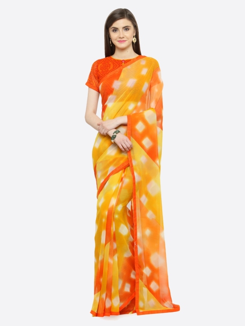 

Shaily Orange Printed Pure Georgette Saree