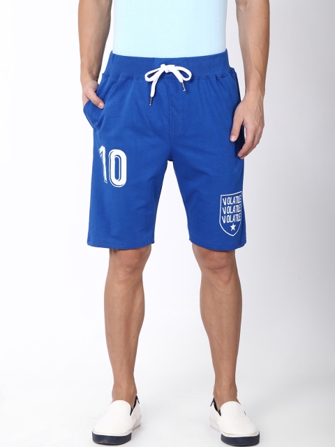 

Blue Saint Men Blue Printed Slim Fit Regular Shorts