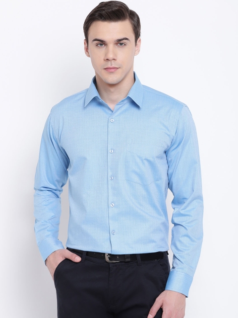 

Hancock Men Blue Slim Fit Self Design Formal Shirt