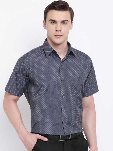 

Hancock Men Grey Slim Fit Printed Formal Shirt