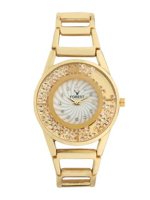 

Hobforestessentials Women White & Gold-Toned Analogue Watch FR-244-GD