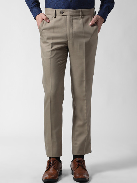 

Peter England Men Beige Slim Fit Solid Formal Trousers