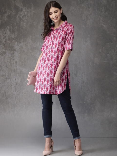 

Anouk Women Pink Printed Straight Kurta