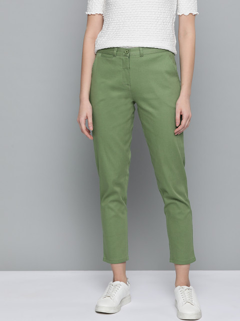 

Mast & Harbour Women Green Regular Fit Solid Cropped Chinos