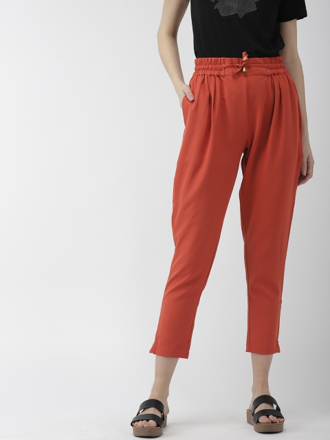 

Mast & Harbour Women Orange Regular Fit Solid Cropped PegTrousers