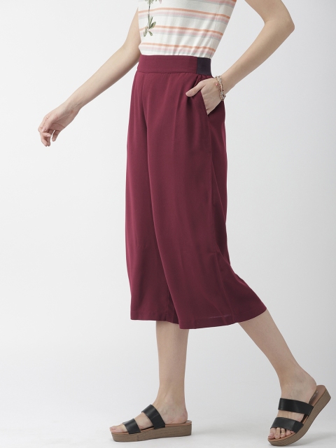 

Mast & Harbour Women Burgundy Regular Fit Solid Culottes