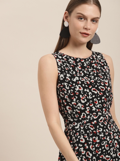 

her by invictus Women Black & Off-White Printed Sheath Dress