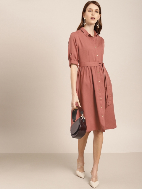 

her by invictus Women Solid Mauve Shirt Dress