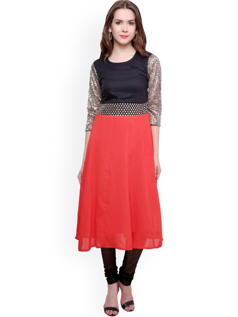 

Pannkh Women Red Solid Kurta