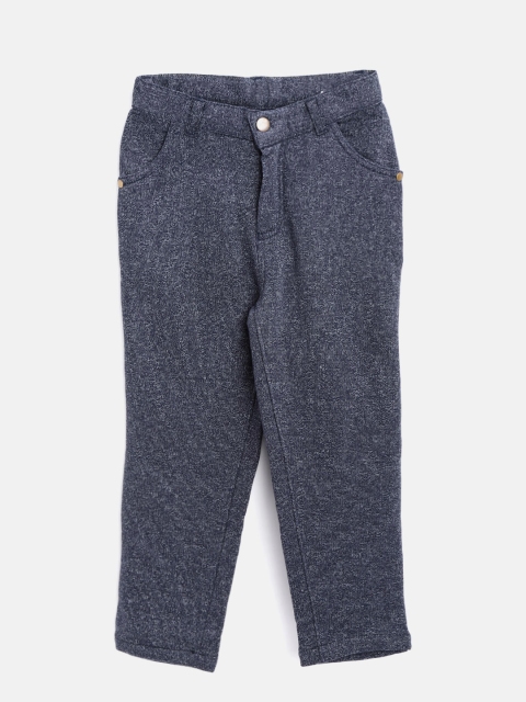 

Nauti Nati Boys Navy Blue & White Self Design Regular Fit Solid Trousers