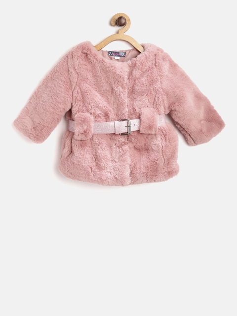 

Nauti Nati Girls Dusty Pink Solid Faux Fur Overcoat