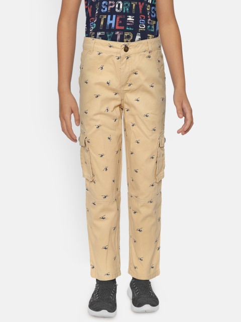 

Nauti Nati Boys Beige & Navy Blue Regular Fit Printed Cargos