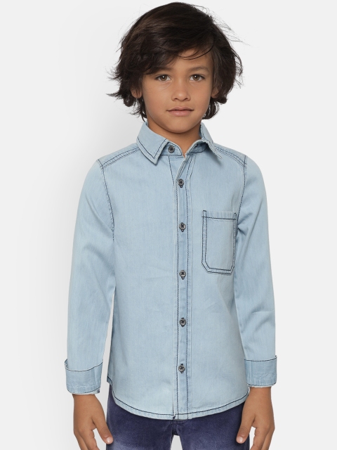 

Nauti Nati Boys Blue Regular Fit Solid Denim Casual Shirt