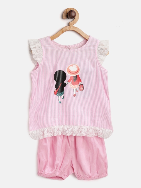 

Nauti Nati Girls Pink & White Striped Top with Shorts