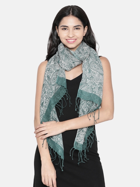 

Linen Club Women Green Printed Stole
