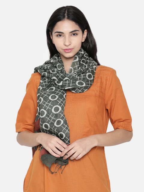 

Linen Club Women Green Printed Stole