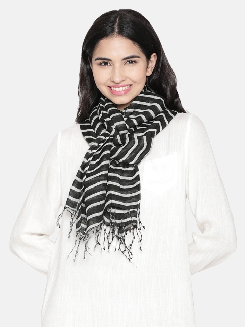 

Linen Club Women Black &White Striped Stole
