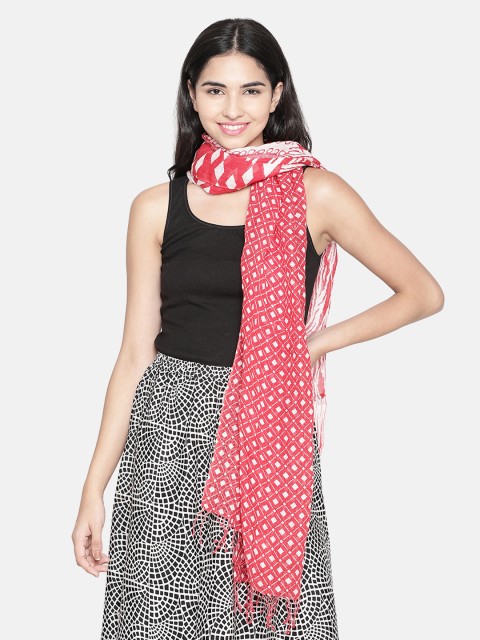 

Linen Club Women Red & White Linen Printed Stole