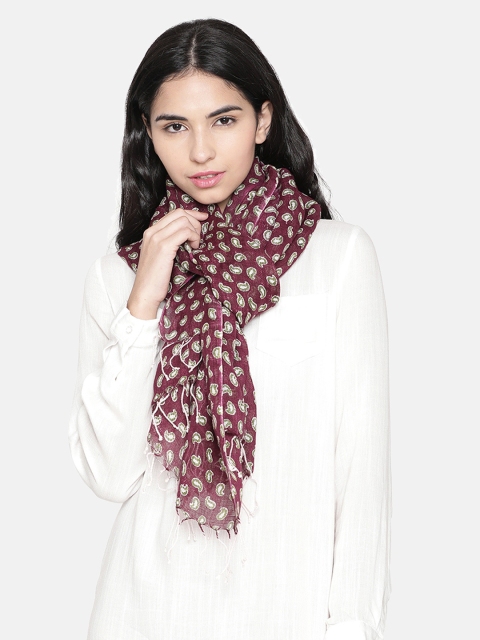 

Linen Club Women Maroon & White Printed Stole