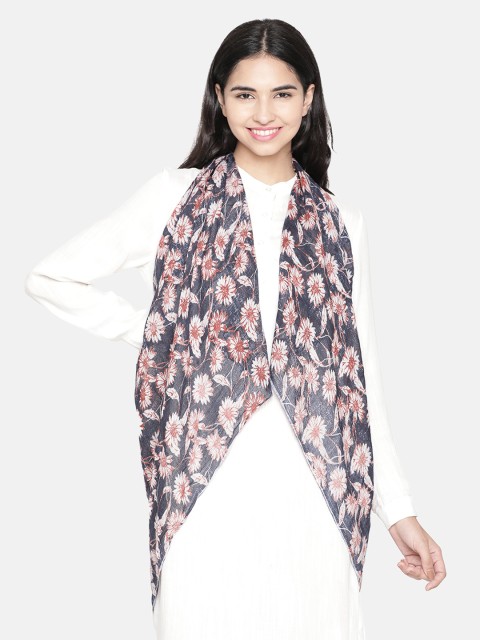 

Linen Club Women Brown & Navy Blue Printed Stole