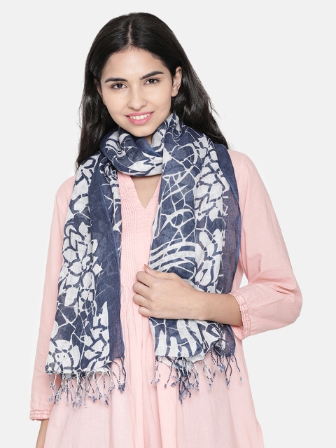 

Linen Club Women Blue & White Printed Stole