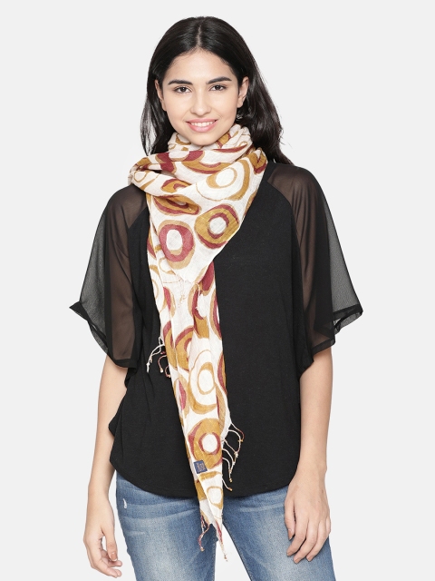 

Linen Club Women White & Brown Printed Stole