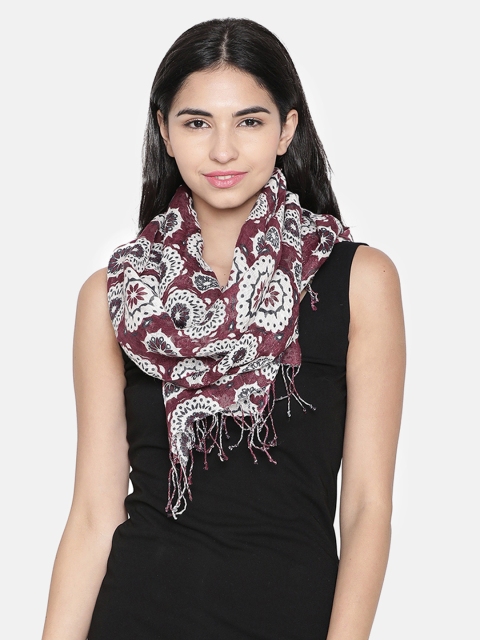 

Linen Club Women Maroon & White Printed Stole