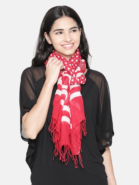 

Linen Club Women Red & White Linen Printed Stole