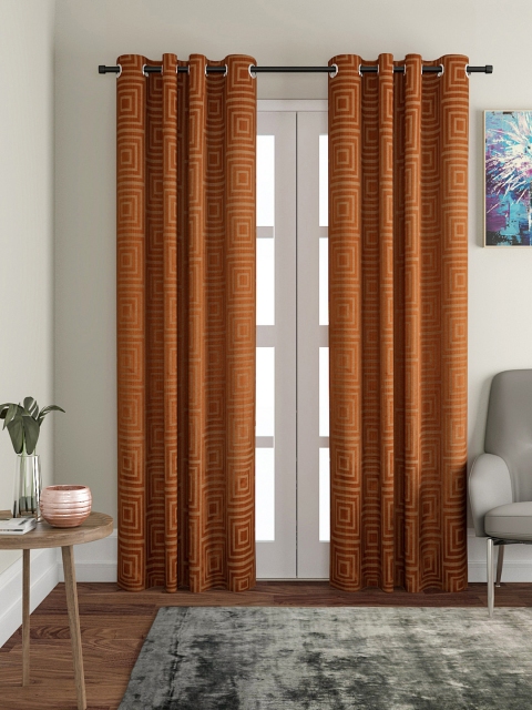 

VRINDA Copper-Toned Set of 2 Door Curtains and Sheers