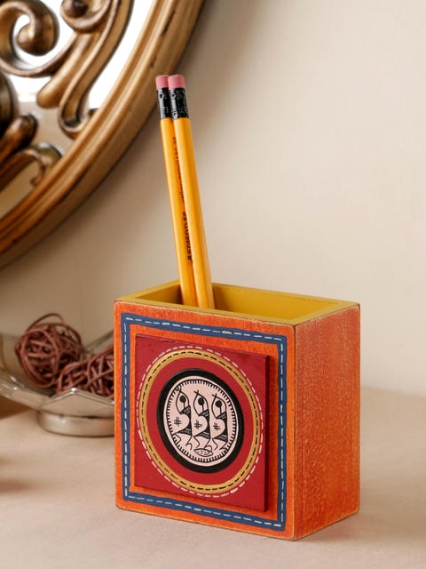 

VarEesha Orange Wooden Desk Organizer