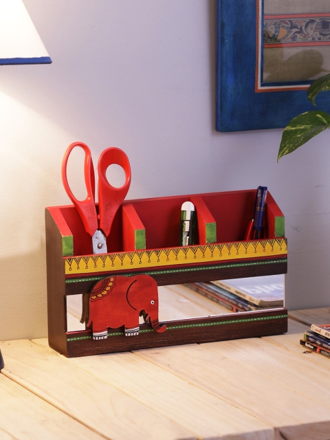 

VarEesha Brown & Red Wooden Desk Organizer