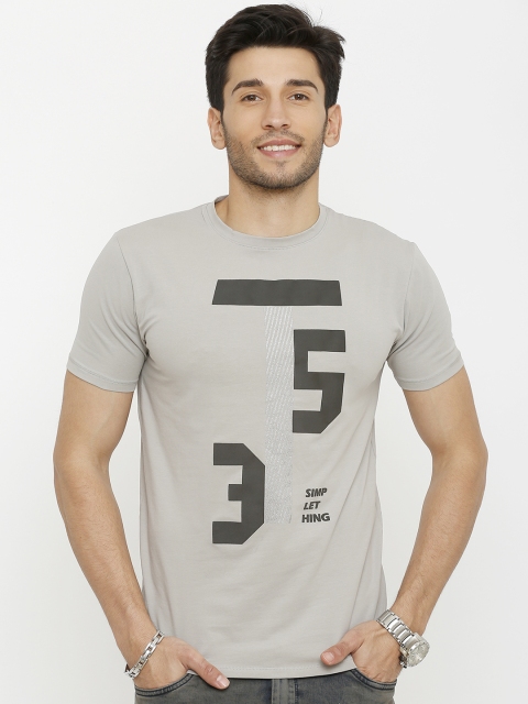 

Rex Straut Jeans Men Grey Printed Round Neck T-shirt