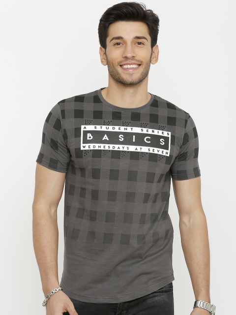 

Rex Straut Jeans Men Grey Printed Round Neck T-shirt