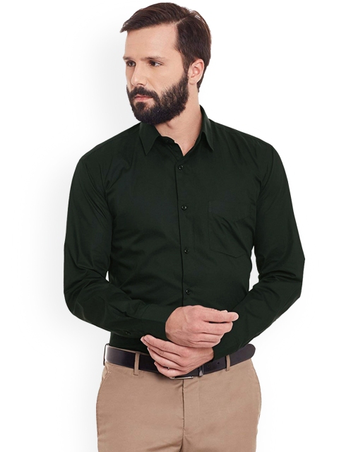 

Hancock Men Green Slim Fit Solid Formal Shirt