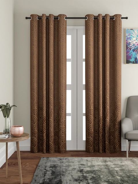 

VRINDA Coffee Brown Set of 2 Curtains and Sheers